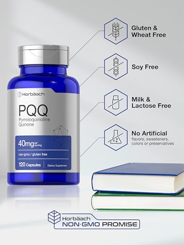 Image of Horbaach PQQ Supplement 40 mg | 120 Capsules | Maximum Strength | Pyrroloquinoline Quinone Disodium Salt Supplement| Non-GMO and Gluten Free