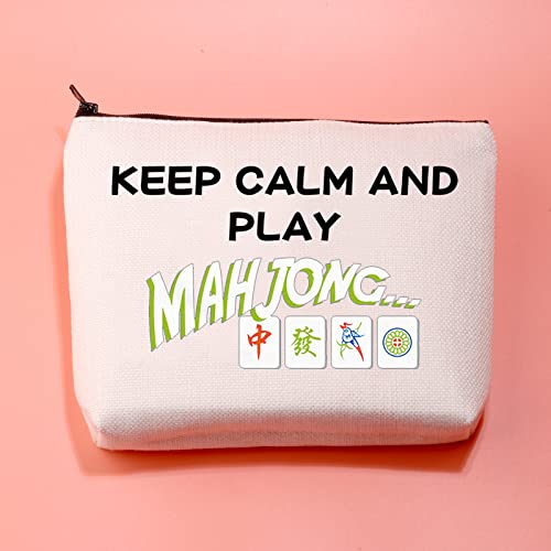 Jxgzso Funny Mahjong Bag Keep Calm And Play Mahjong Cosmetic Bag Mahjong Pouch Gift For Mahjong Fans thumb #2