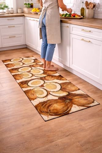 Image of SAGON 2x5 Ft Printed Runner Carpet - Cotton Bedside Rug for Bedroom & Living Room (Coconut Print)