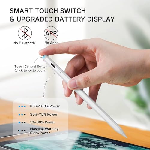 Image of Universal Stylus Pen for iPad & Android Tablets Fast Charging, High Precision Tip, Magnetic Design, USB-C Cable Included - Smooth Writing & Drawing Pencil (White)