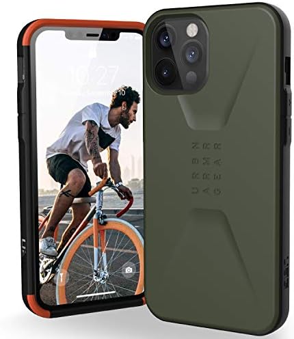 URBAN ARMOR GEAR UAG Designed for iPhone 12 Pro Max Case [6.7-inch Screen] Sleek Ultra-Thin Shock-Absorbent Civilian Protective Cover, Olive