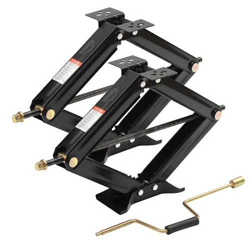 Image of RV Scissor Jack Stabilizer 7500lbs Heavy Duty 24 inch RV Trailer Stabilizer Leveling Scissor Jack for RV Camper with Crank Handle (New 24'' 2pc)