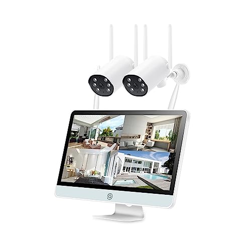 3MP Drahtloses CCTV-System 8CH NVR WiFi IP-Sicherheitskamera-Set 12-Zoll-Monitor 2-Wege-Audio Wasserdichtes Videoüberwachungsset Gute BildqualitäT(None,8CH NVR 2Cams(B))
