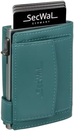 SecWal Kartenetui mit Münzfach Druckknopf inkl. Geschenkbox - Made in Germany - Echtleder Mini Geldbörse inkl. E-Book für Damen und Herren - RFID Schutz Portemonnaie Leder