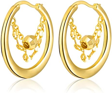 Gold Hoops Earrings for Women Girls,14k Gold Plated Jewellery Gifts for Girlfriend Sister Daughter