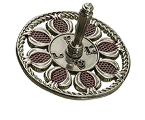 Quality Judaica Modern Metal Display Dreidel with Pomegranate Motif