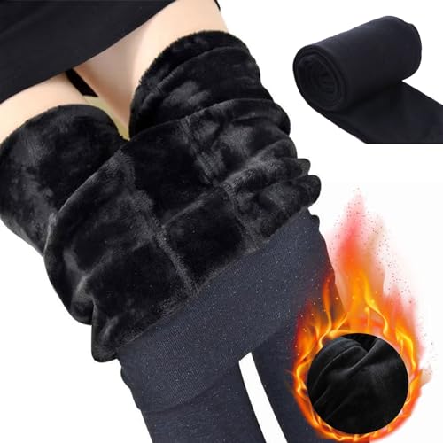 Leggins Deportivos Termicos para Mujer en Invierno - Leggins con Suave Cintura Alta y Elásticos para Deporte/Fitness/Ocio, Negro