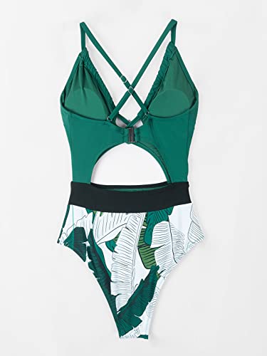 Cupshe Women's One Piece Swimsuit Plunge Neckline Cutout Criss Cross Bathing Suit Cyan, L #TOP5