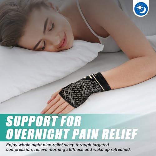 2 Pack Copper Wrist Supports for Carpal Tunnel, Wrist Brace for Women Men, Compression Wrist Support for Tendonitis, Arthritis, RSI, Sprains, Pain Relief, Sport, Gym, Left/Right Hand Brace, M - Image 5