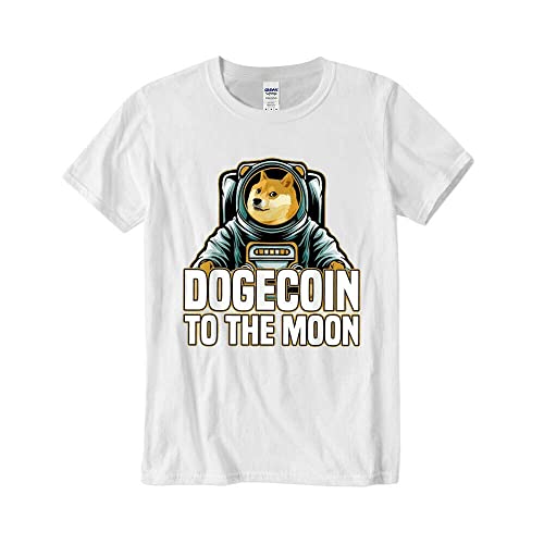 Dogecoin to The Moon Unisex White T Shirt Dogecoin Funny Tee Colour37 M Cover