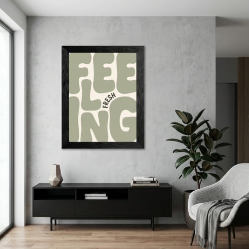 Framed Canvas Wall Art Minimalist Alphabets Sage Green Cream Feeling Fresh Graphic Canvas Print Poster Black Frame Wall Decor for Living Room Kitchen Modern Art, Aesthetic Decor - Inch 12x16 - Image 4