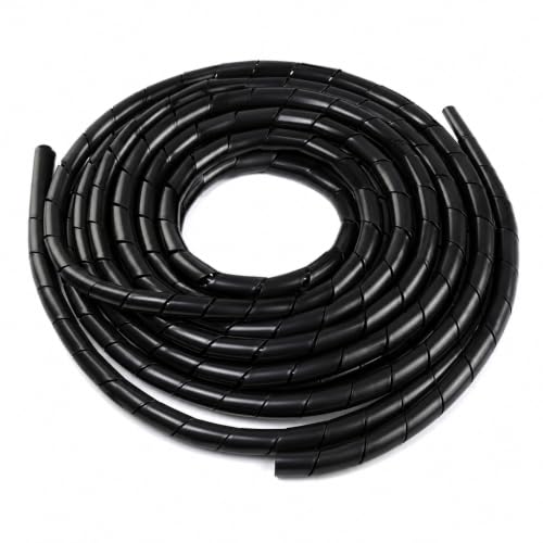 Image of GLOBOMOTIVE PE Spiral Cable Sleeve- Spiral Zip Wrap, Hider & Concealer for Desktop PC, TV, Office, Home Theater, Cable Management, Cord Organizer, Wire Cover | 25 Meter, Black (6 mm)