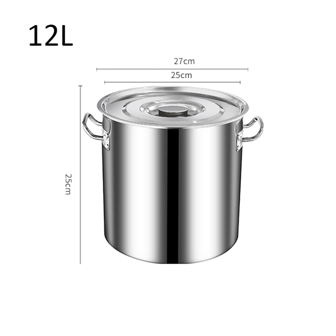 Marmite à soupe professionnelle en acier inoxydable de qualité commerciale de 12 L - Grande capacité - Finition miroir - Compatible avec tous les types de cuisinières - Idéale pour les restaurants et