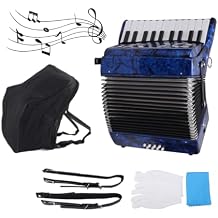 Acordeones Para Adultos, Acordeon De Adulto Azul 22 Keys 8 Bass Accordion Instrument With Adjustable Straps And Sweet Sound Portable Accordion For Beginners Adults