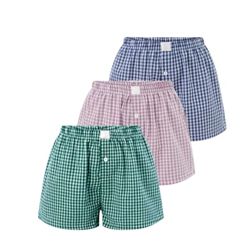 Image of Womens Y2k Plaid Shorts Women Cute Lounge Pajama Sleep Comfy & Casual Gingham PJ Boxer Shorts
