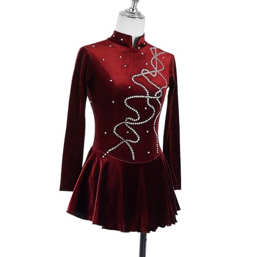 Vestido Feminino De Patinação Artística, Adulto, Mangas Compridas, Performance De Competição, Veludo