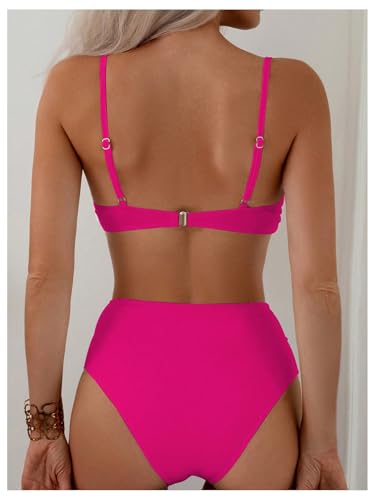 MakeMeChic Women's 2 Piece Bikini Set Wrap Backless High Waist Ruched Beachwear Swimsuits3