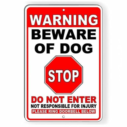 �x���T�C�� Beware Of Dog STOP Do Not Enter Ring Bell ���^���T�C�� �T�C��&�v���[�N �z�[���f�R���[�V���� 12x8�C���`/30x20cm