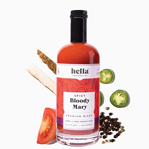 Hella Cocktail Co. | Spicy Bloody Mary Cocktail Mixer, 750 Ml | All Natural Spicy Bloody Mary Mixer Made With Real Horseradish, Red Pepper, And 100% Tomato Juice | Perfect For Holiday Cocktail Drinks #TOP20