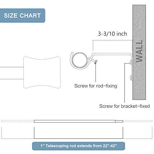 Knobwell 2 Pack 1-Inch Diameter Single Window Treatment Curtain Rod, Modern Square Finial, 22-Inch To 42-Inch Adjustable, Black Cafe Window Rods #TOP5