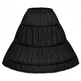 Abaowedding Girls' 3 Hoops Petticoat Full Slip Flower Girl Crinoline Skirt (2-3 yrs) Black