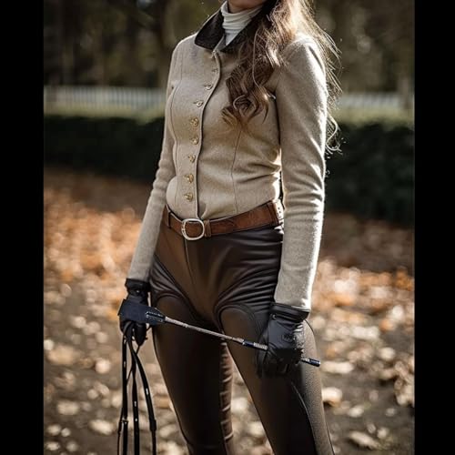 Premium Genuine Leather 18" Horse Crop Whip Jump Bat Top Black Handle | Equestrian Fiberglass Rod for English Equestrianism Training - Thumbnail 7
