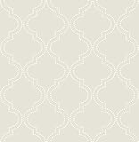 NuWallpaper NU1425 Taupe Quatrefoil Peel & Stick Wallpaper, Neutral