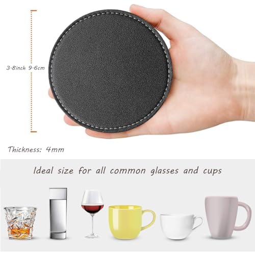 Leather Coasters with Holder for Drinks