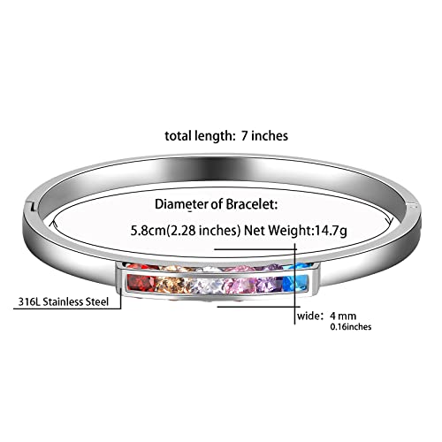Hipunk Rainbow Women Bangles Bracelet Cuff - Colorful Rainbow Jewelry Gift Stainless Steel Open Clasp Bangle Bracelet For Teen Girls Birthday Graduation Sb0018G #TOP5