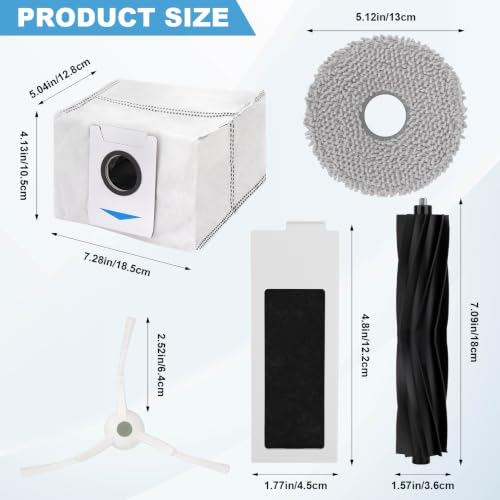 Image of Replacement Parts for ECOVACS DEEBOT T20 Omni / T20e Omni / T20 Max / T20 Pro robot vacuum cleaner - Spare Accessories Kit Include 1 Main Brush 4 Side Brush 4 Filter 4 Mop Pad 4 Dust bag