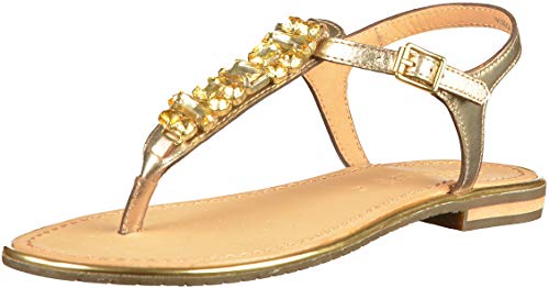 Geox D Sozy Plus E, Sandalias con Punta Abierta para Mujer, Dorado...