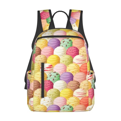 Sac à dos imprimé crème glacée noir en taille unique pour ordinateur et loisirs