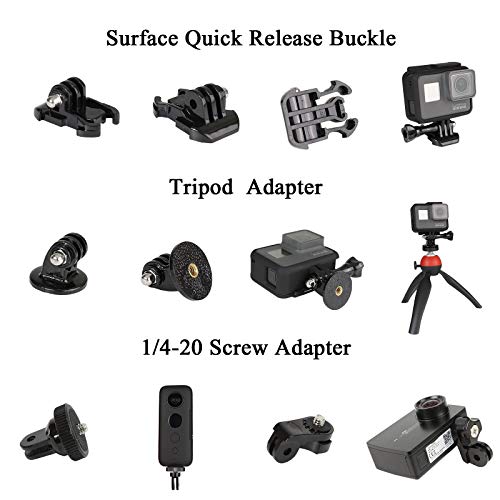 Universal Action Camera Accessory Kit For Gopro Hero 11 10 9 8 7 6 5 Blcak Go Pro Max Insta360 One R/X2/X3 Dji Osmo Action 2 3 Akaso Sony Apeman Sports Cam, Helmet Base Adhesive Tripod Adapter Mount #TOP1