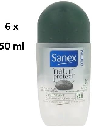 'SANEX NATUR Protect for Normal Skin – Men's Roll-On Deodorant Pack of 6 (6 x 50 ml)