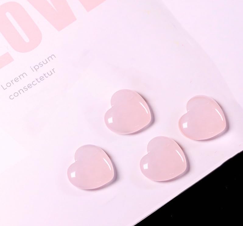 4pcs Rose Quartz Crystal Carved Heart Shaped Healing Love Stone，Loving Heart Pink Crystal 3x3cm，Gift For Lovers And Friends