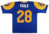 Rams Marshall Faulk HOF 20XI Authentic Signed Blue M&N Jersey BAS Witnessed