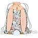 Produktbild Papierdrachen Hasen Rucksack Blumen & Pfirsich - Turnbeutel aus Baumwolle/Canvas mit Langen Hasenohren - Geschenk zu Ostern - Umhängetasche für Mädchen und Jungen