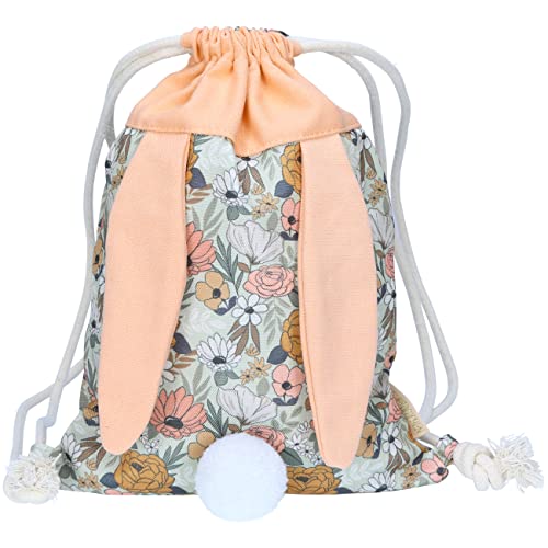Papierdrachen Hasen Rucksack Blumen & Pfirsich - Turnbeutel aus...