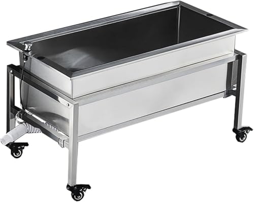 Mobile Mop Sink with Wheels, Stainless Steel Multifunctional Laundry Room Sink, Suitable for Basement/garage/laundry Room/tool ​​room Use (73cm/28.7in)