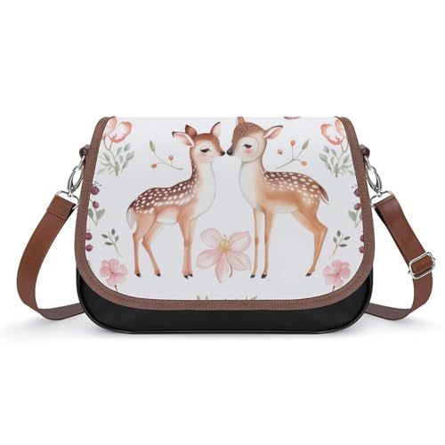 Elk Hedgehog Owl Crossbody Shoulder Messenger Women Bag Pu Leather Office Work Business for Handbag Crossbody Bag