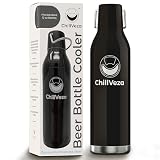 ChillVeza Beer Bottle Cooler, Double Wall Stainless Steel for 12 oz Glass Bottles, Black