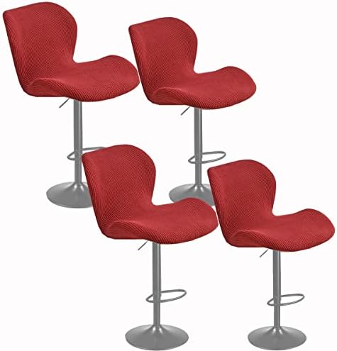 Set of 2 Elastic Bar Stool Covers with Low Back Modern Swivel ChairsProtectors Elegant Kitchen & Dining Room Seat Covers 4 Pieces & Easy to Clean.