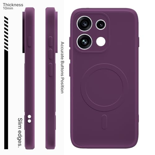 Image of Outlouders Back Cover for Oppo Reno 16c 5G | Soft Matte Silicone | Slim Fit | Magnetic-Safe Logo Design (Magnetic-Safe Not Compatible) | Shockproof | Camera Protection Bumper Case (Purple)