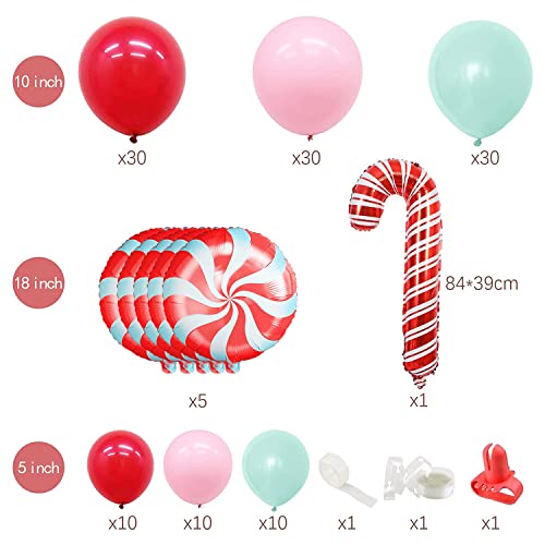 Hpwf Christmas Balloon Garland Arch Kit, 128 Pcs Green Red Pink Balloons With Candy Mylar Balloons For Christmas Party Decorations New Year Baby Shower Birthday Party Supplies #TOP1