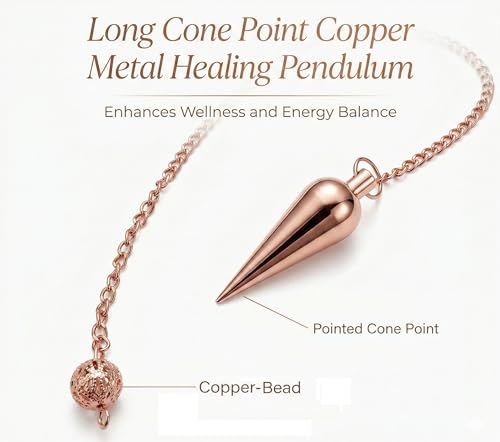 Image of Long Cone Copper Pendulum for Reiki Healing, Dowsing & Chakra Balancing - Divination & Meditation Tool for Energy Cleansing & Spiritual Wellness