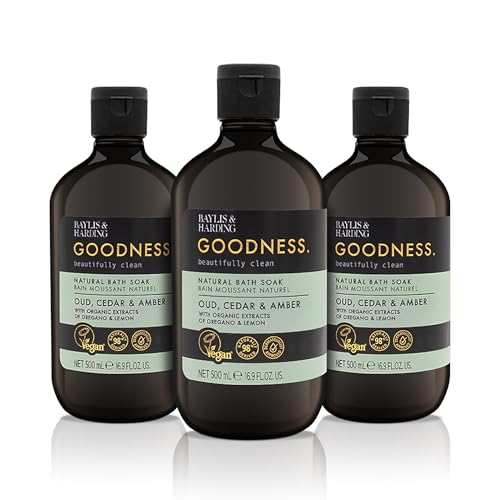 Baylis & Harding Savon de bain Goodness Oud, cèdre et ambre, 500 ml - Vegan Friendly