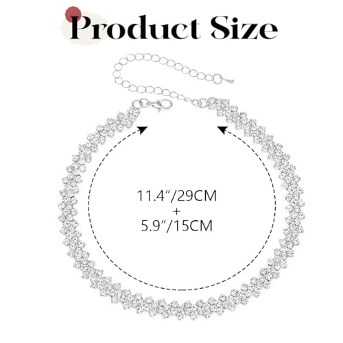 Handcess Braut Hochzeit Strass Halskette Silber Glitzernde Kristall Ketten Brautkette Schmuck für Frauen