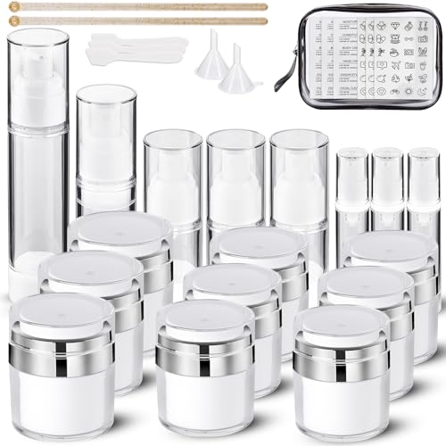 30 Pack TSA Approved Skincare Empty Travel Bottles, 1.7/1/0.7/0.34oz Refillable