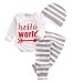 Newborn Baby Girl Boy Clothes Outfit Arrow Romper+ Striped Pants+ Hat 3pcs Set (6-12months, white)