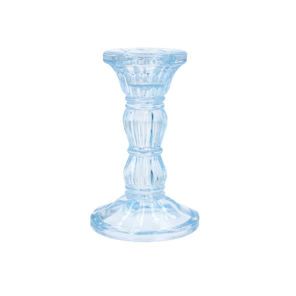 Gisela Graham Small Glass Candlestick - Pastel Blue